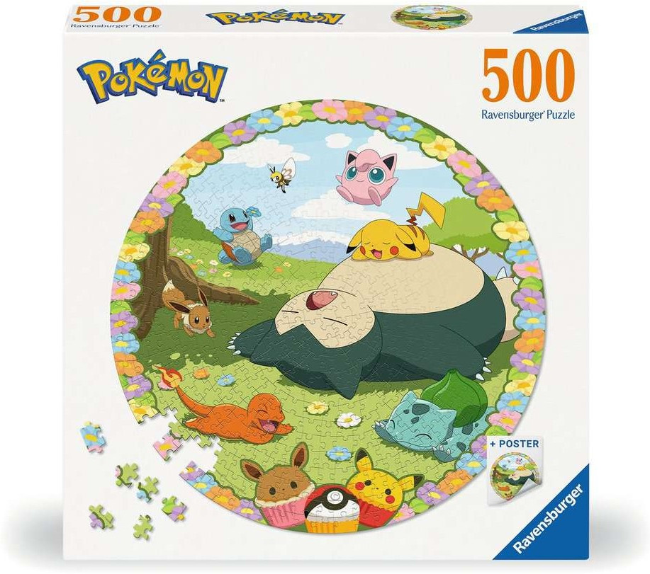 Pokemon Round Jigsaw Puzzle - Flowery Pokémon (500 pc) afbeelding