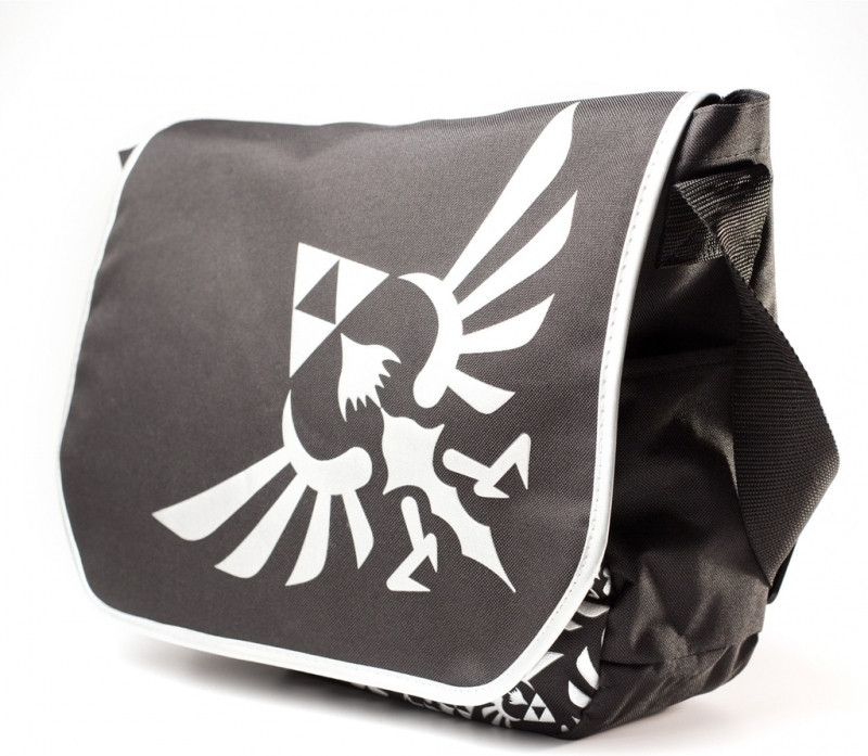 Image of Zelda Black Messenger Bag with Logo