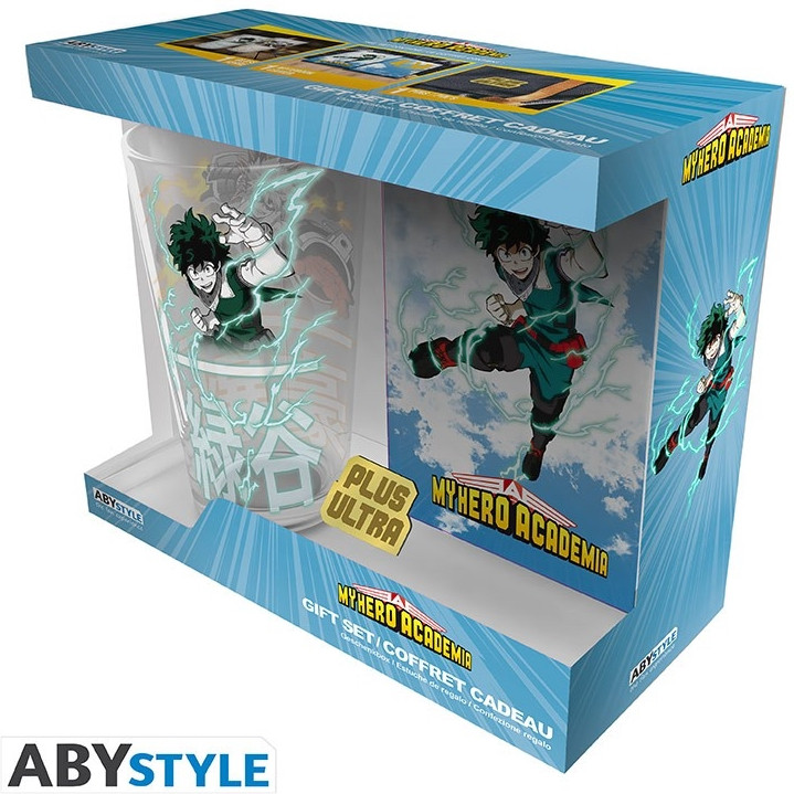 My Hero Academia - XXL Glass + Pin + Pocket Notebook Gift Set afbeelding