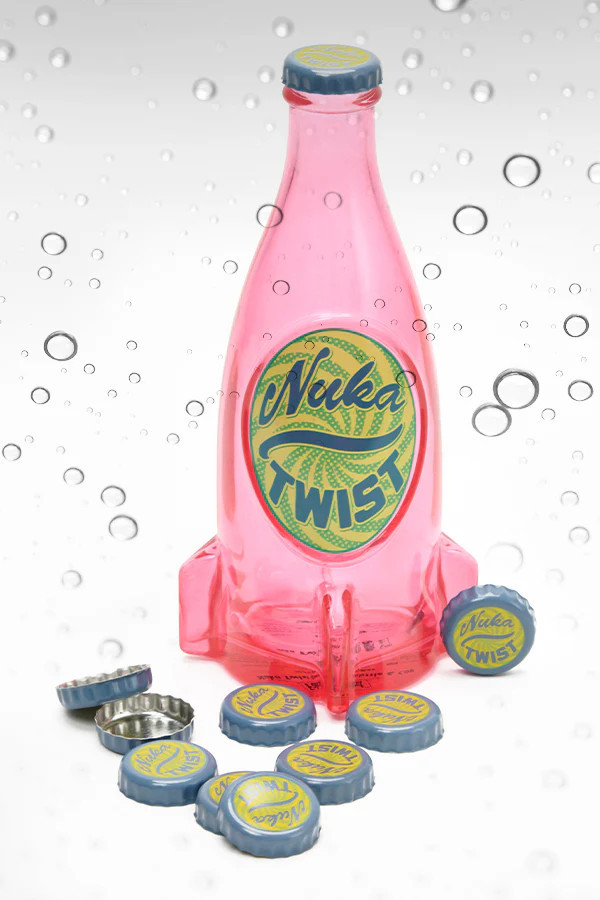 Fallout Nuka Twist Glass Bottle & Caps - Pink afbeelding