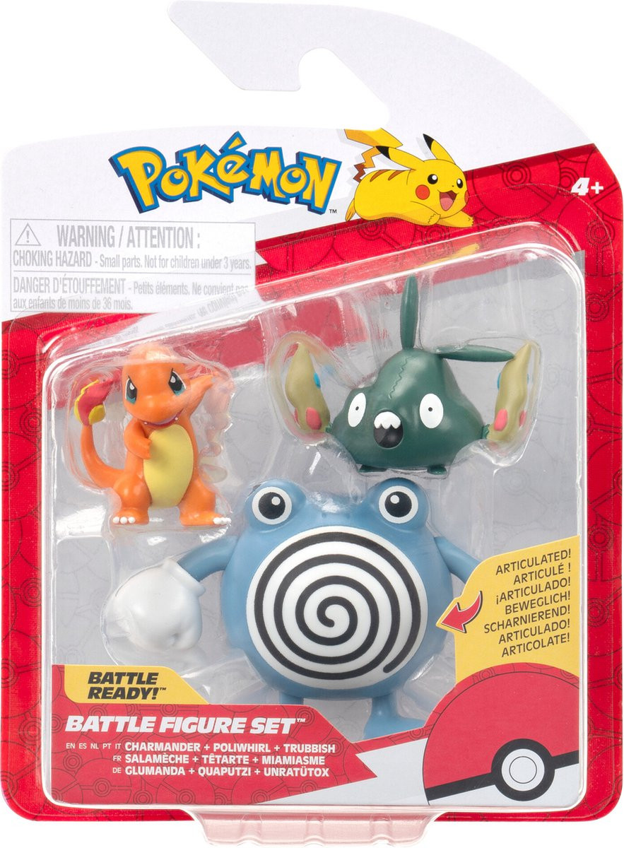 Pokemon Battle Figure Pack - Charmander, Poliwhirl & Trubbish afbeelding