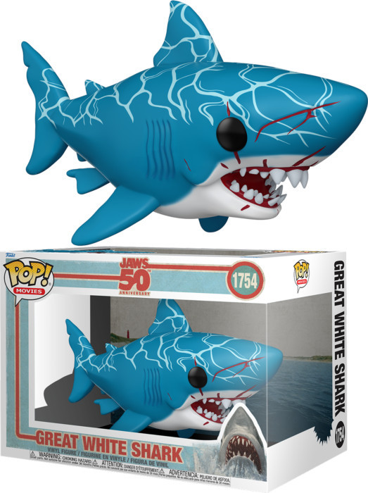 Jaws (50th Anniversary) Funko Pop Vinyl: Great White Shark (Retro)(Super Sized) afbeelding
