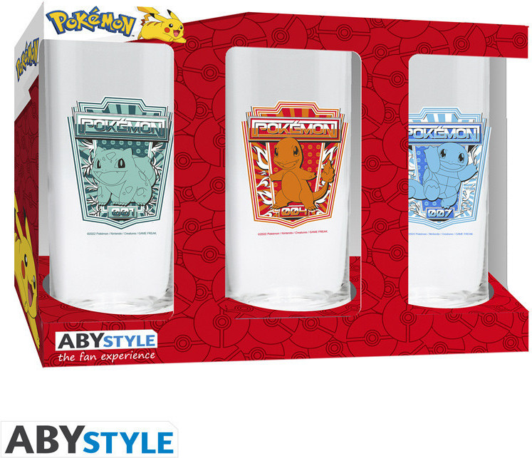 Pokemon - Kanto Starters 3 Glasses Set