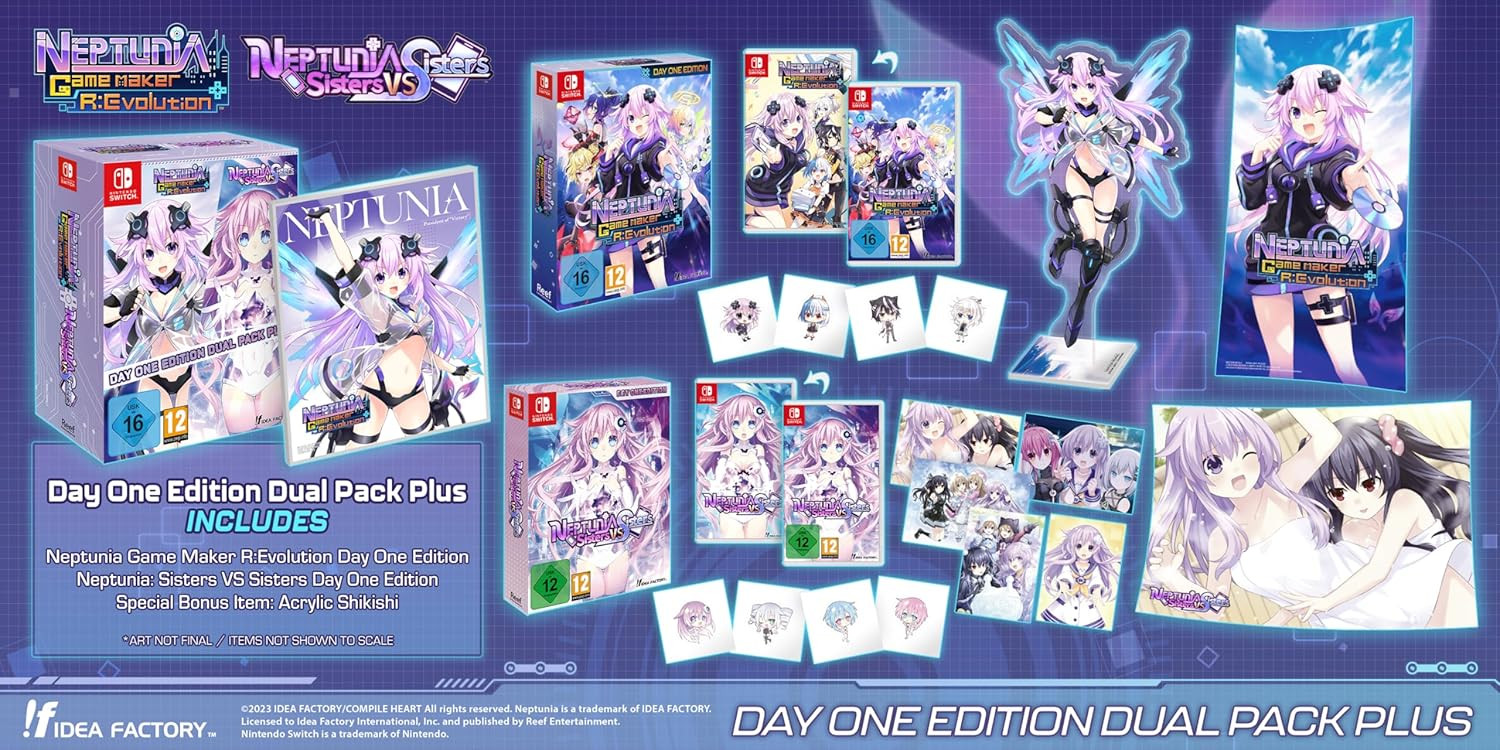 Hyperdimension Neptunia Game Maker R:Evolution & Sisters VS Sisters Day One Edition Double Pack Plus afbeelding