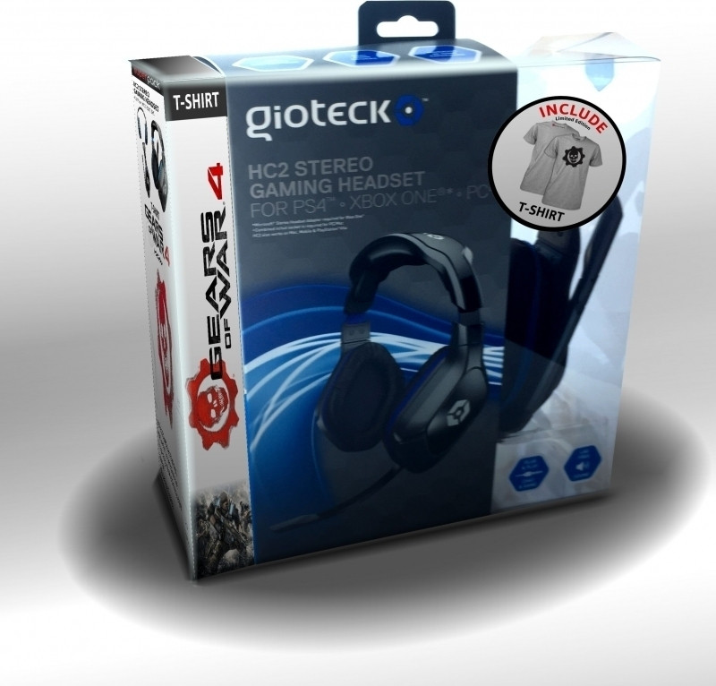 Image of Gioteck HC2 Wired Stereo Headset + Gears of War 4 T-Shirt Grey