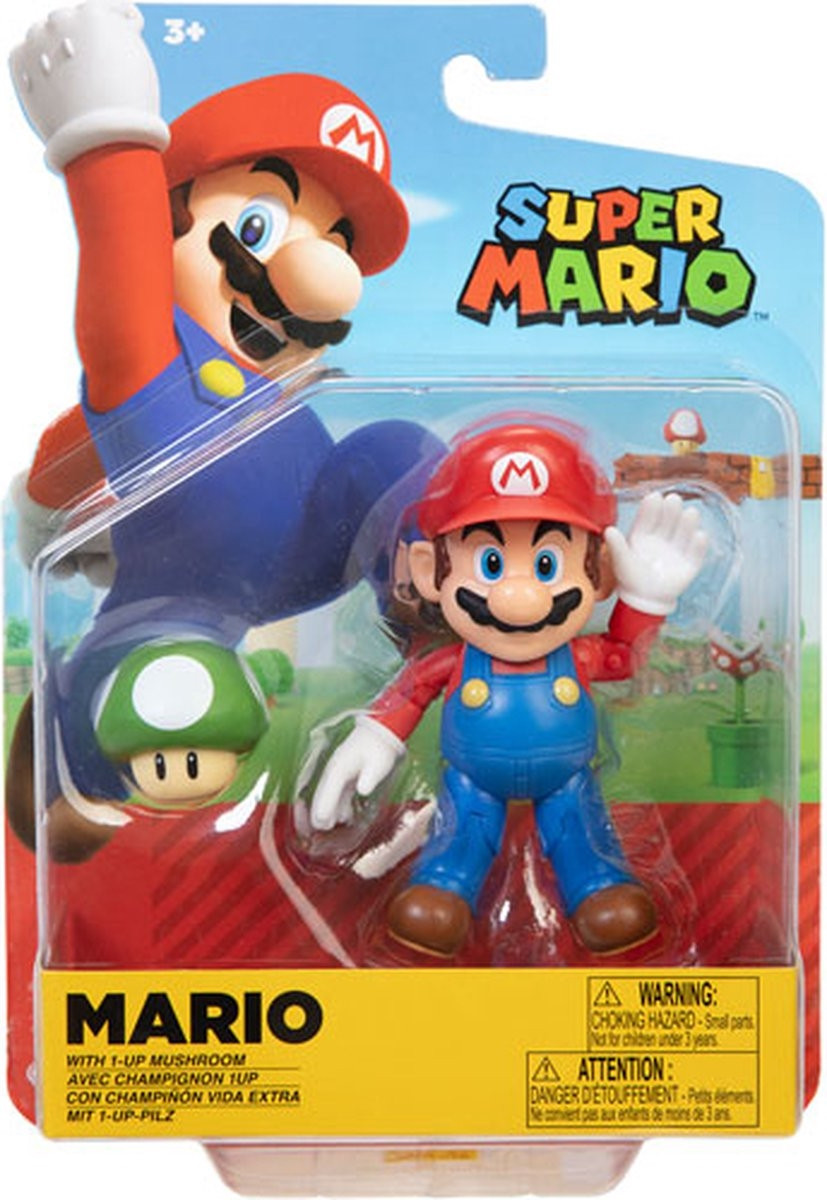 Super Mario Action Figure - Mario with 1-UP Mushroom