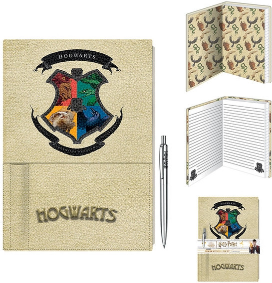 Harry Potter Premium A5 Notebook with Pen - Hogwarts Houses afbeelding