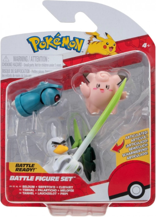 Pokemon Battle Figure Pack - Beldum, Sirfetch'd & Clefairy afbeelding