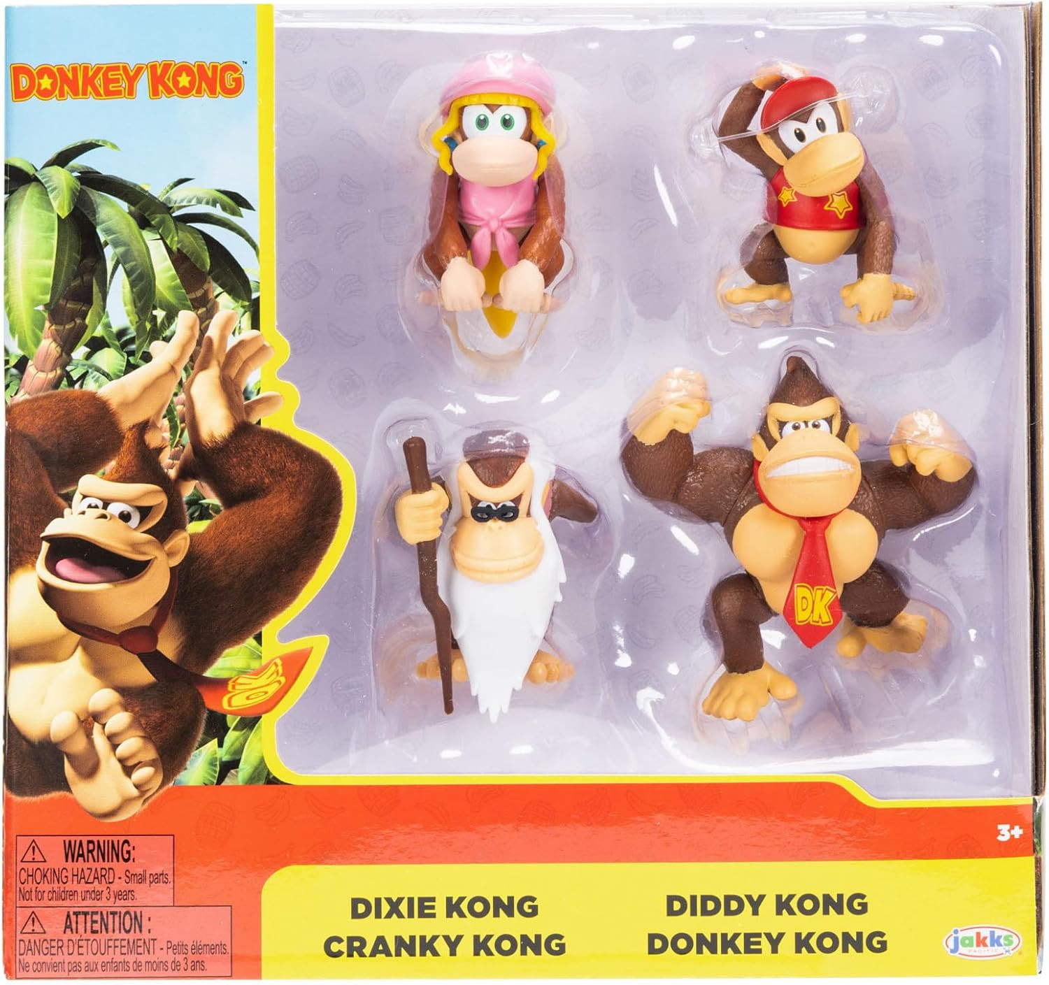 Donkey Kong Action Figure 4-Pack - Dixie Kong / Diddy Kong / Cranky Kong / Donkey Kong