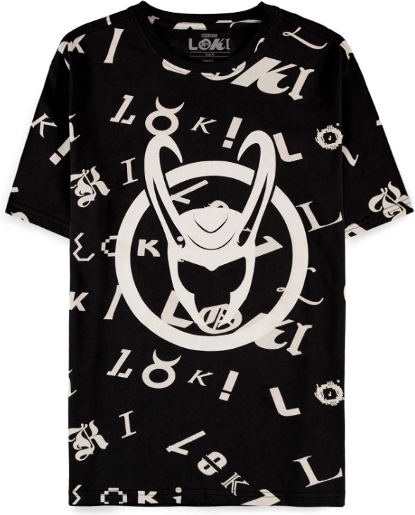 Marvel Loki Heren Tshirt -XL- All Over Print Zwart