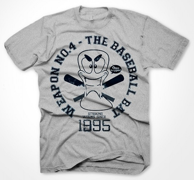 T-Shirt Worms - Baseball bat vintage, grey,