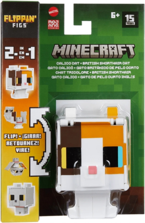 Minecraft Flippin' Figs Figure - Calico Cat & British Shorthair Cat
