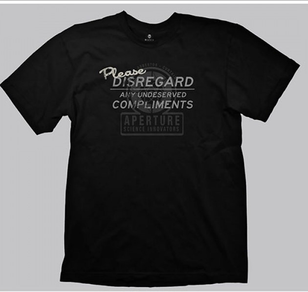 Image of T-Shirt Portal 2 - Undeserved Compliments. Charcoal