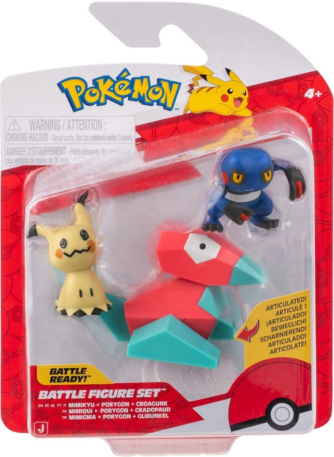 Pokemon Battle Feature Figure Set - Mimikyu, Porygon & Croagunk