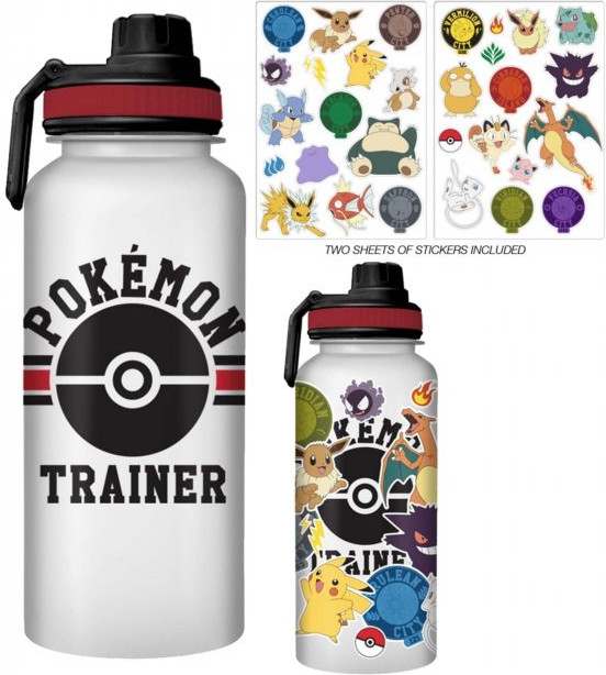 Pokemon Plastic Drinking Bottle + Sticker Set