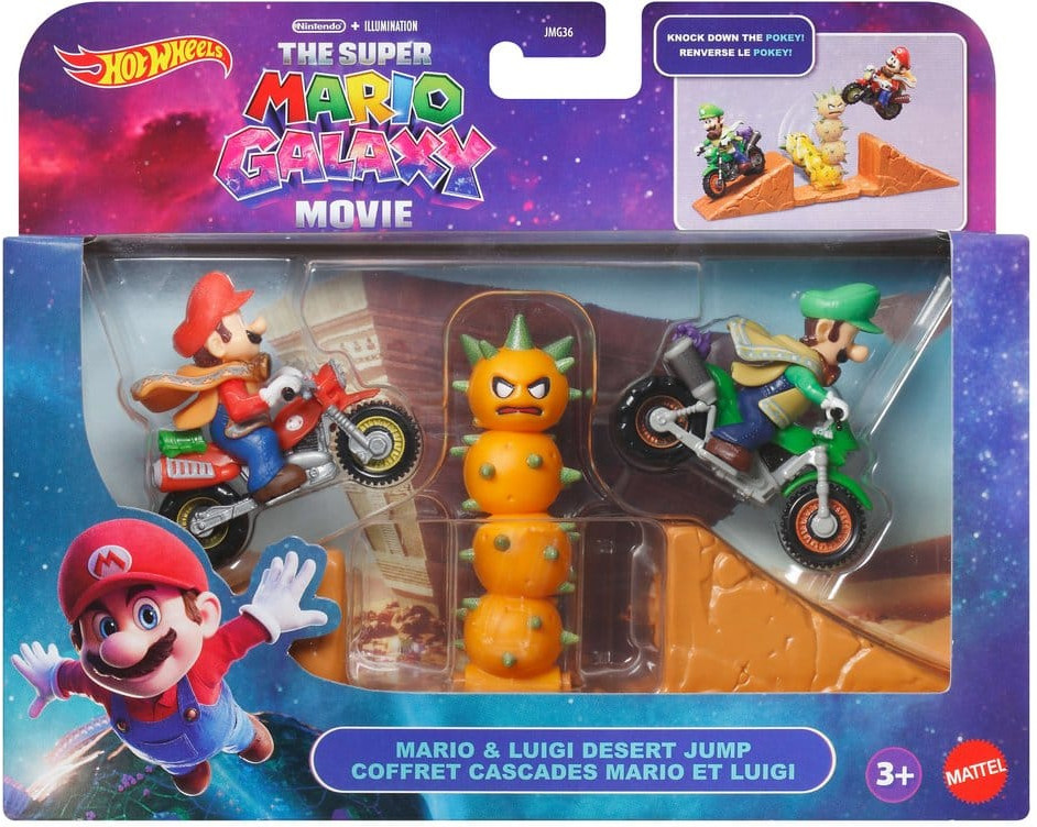 Hot Wheels Mario Kart Playset - Mario & Luigi Desert Jump (The Super Mario Galaxy Movie)