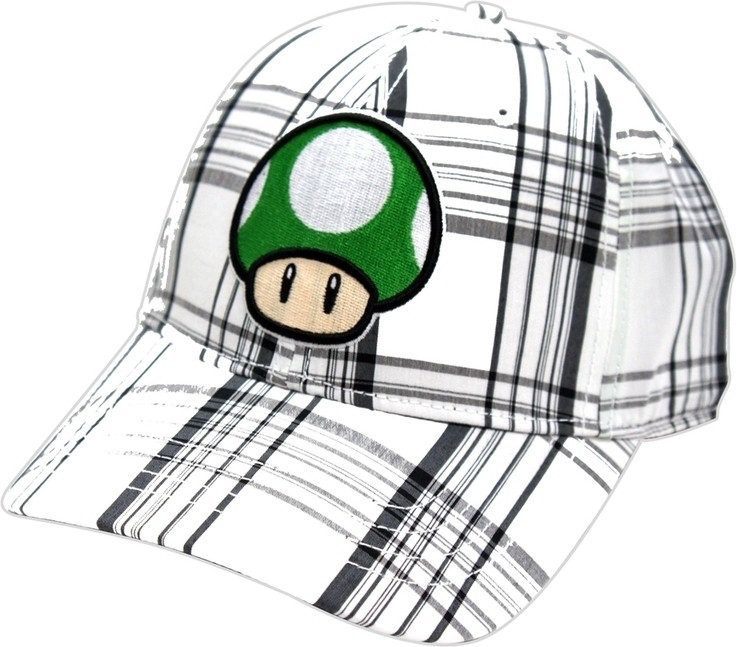 White 1-Up Mushroom Jaquard Flex Cap
