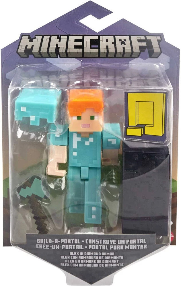 Minecraft 8cm Nether Portal Figure - Alex in Diamond Armor