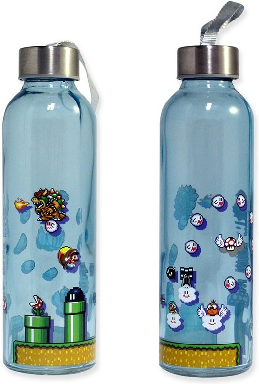 Just Funky Super Mario Retro Glass Water Bottle just funky kopen in de aanbieding