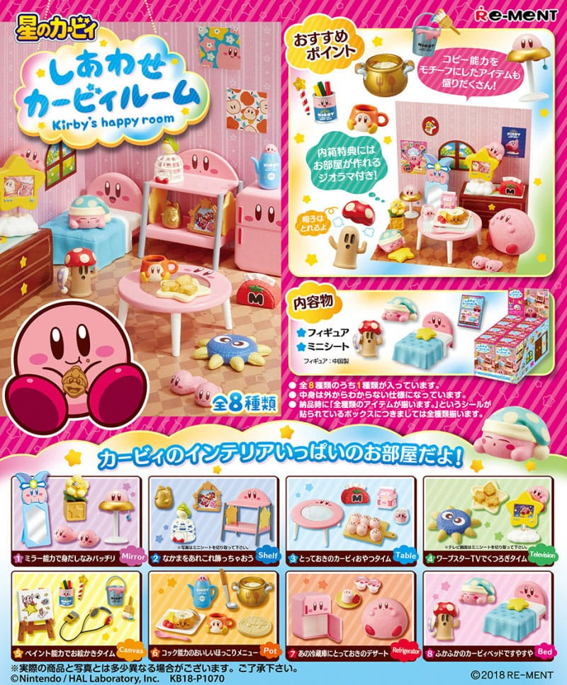 Re-Ment Kirby Mini Figures - Happy Room Collection Blind Box (Complete Set 8 Figuren)
