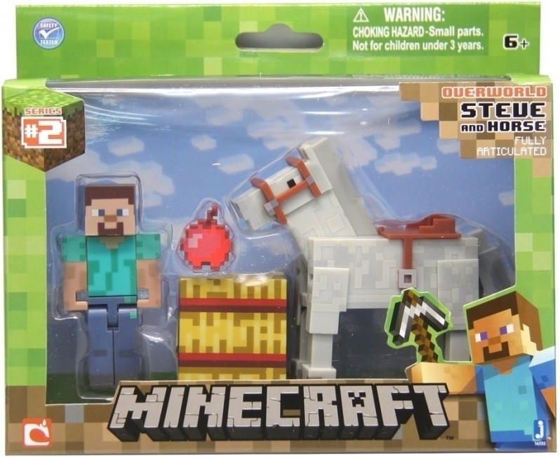 Image of Minecraft Action Figure: Steve and Horse (White)