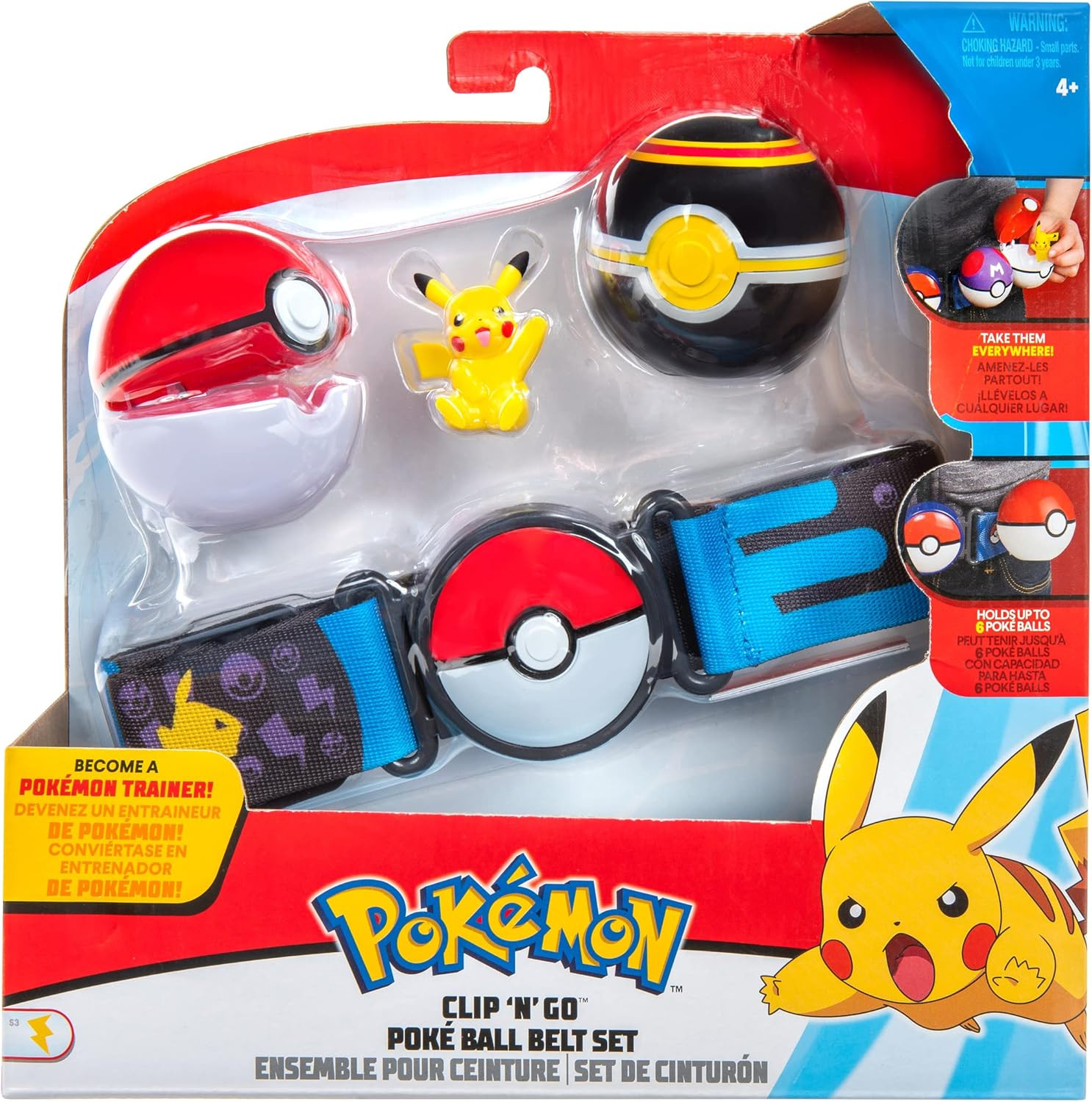 Jazwares Pokemon Clip 'N Go Poke Ball Belt (Waving Pikachu + Poke Ball & Luxury Ball)