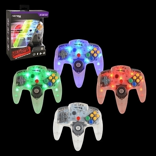Image of N64 Style USB Controller (Blue/Red/Green LED)