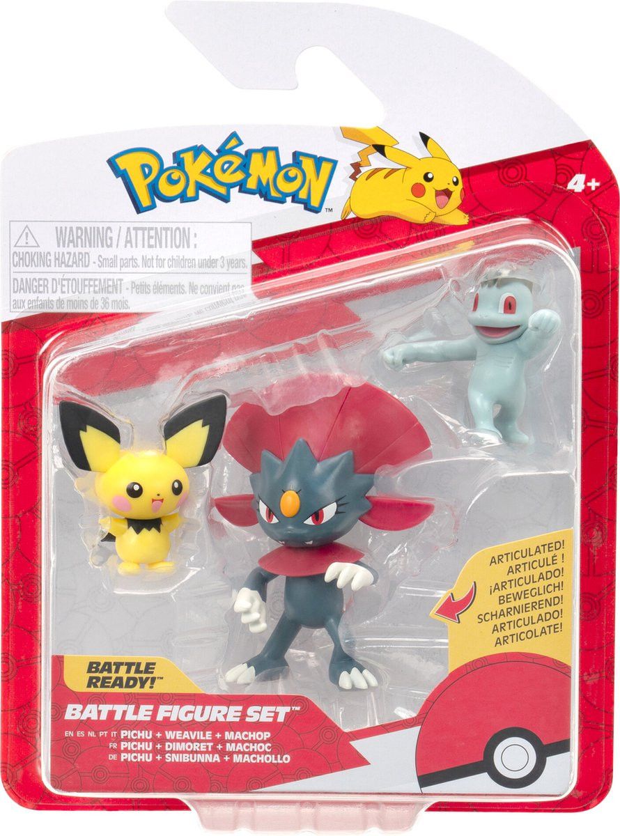 Pokemon Battle Figure Pack - Pichu, Weavile & Machop afbeelding
