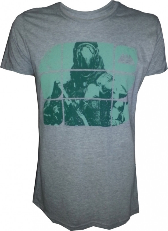 Image of Destiny Grey Melange Green Print T-Shirt
