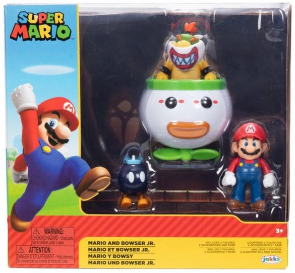 Super Mario Mini Action Figure Triple Pack - Mario, Bob-omb and Bowser jr.