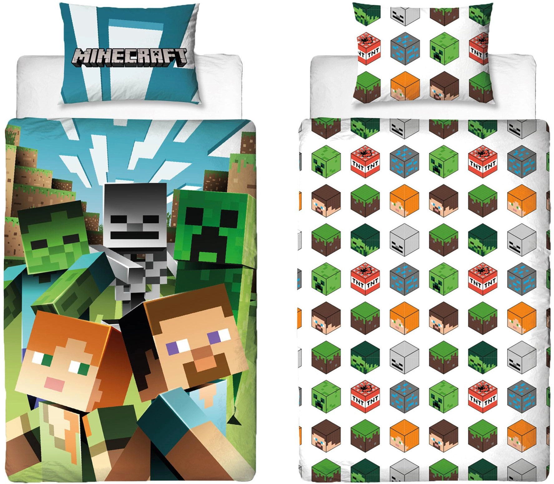 Minecraft - 1 Persoons Dekbedovertrek (140cm x 200cm)