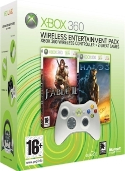 Image of Microsoft Wireless Gamepad + Fable 2 + Halo 3