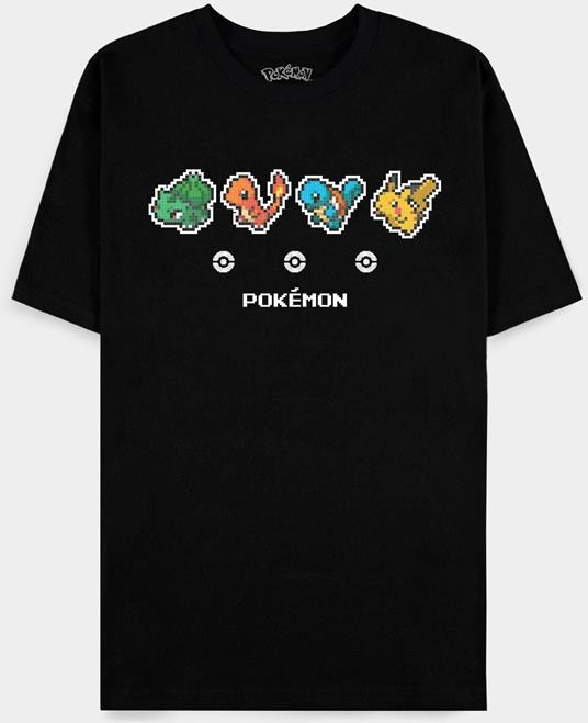 Pokémon Heren Tshirt -S- Starters Zwart