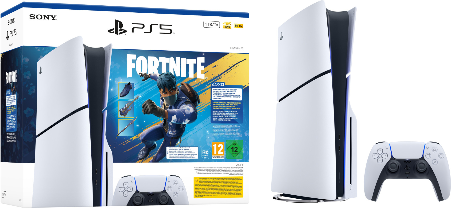 Sony Computer Entertainment PlayStation 5 (1TB) Disc Edition (SLIM VERSION) + Fortnite Flowering Chaos Bundle
