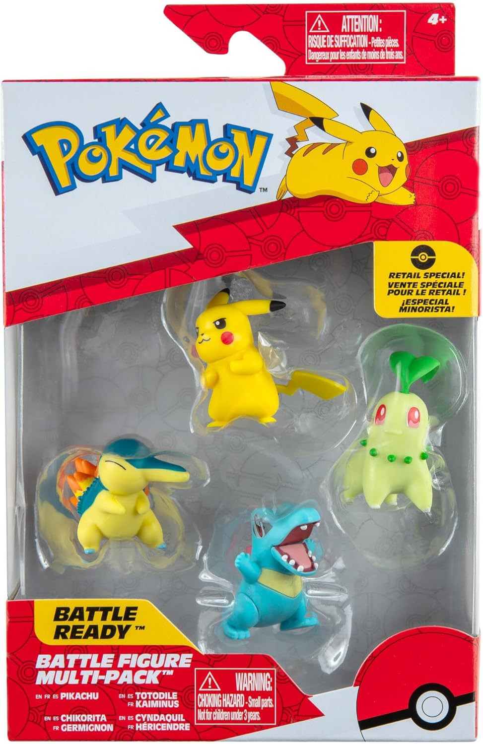 Pokemon Battle Figure Pack - Pikachu, Chikorita, Totodile & Cyndaquil
