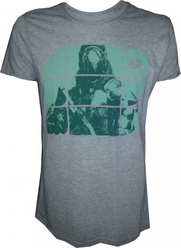 Destiny Grey Melange Green Print T-Shirt afbeelding