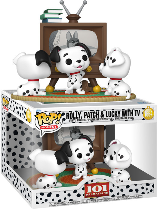 Disney 101 Dalmatians (1961) Funko Pop! Moment Vinyl: Rolly, Patch & Lucky with TV afbeelding