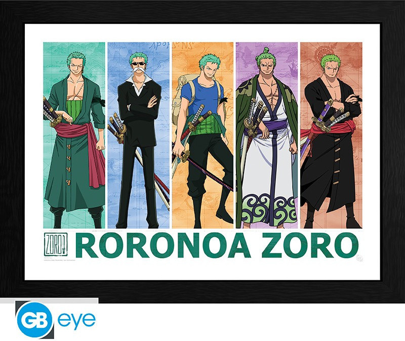 One Piece Framed Print - Pirate Hunter Zoro (30x40cm) afbeelding