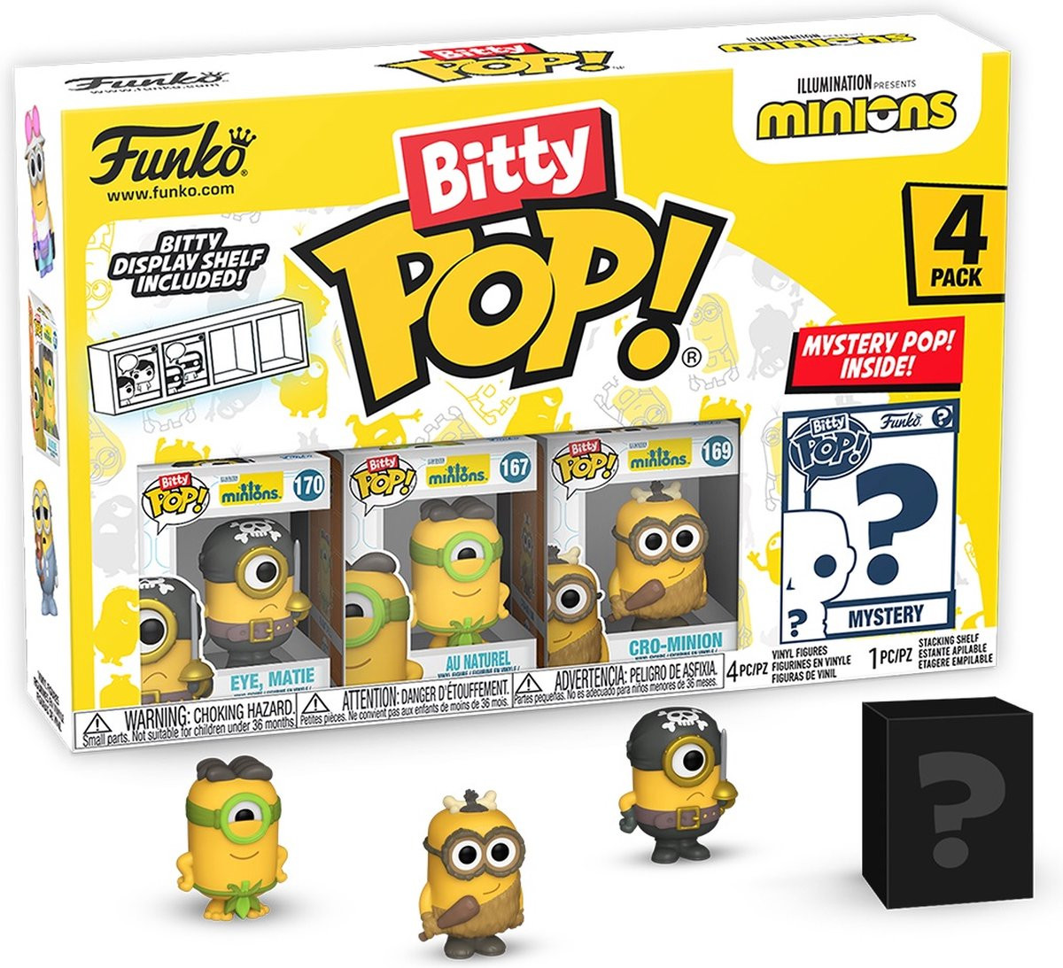 Minions Funko Bitty Pop! 4-Pack: Eye, Matie / Au Naturel / Cro-Minion afbeelding