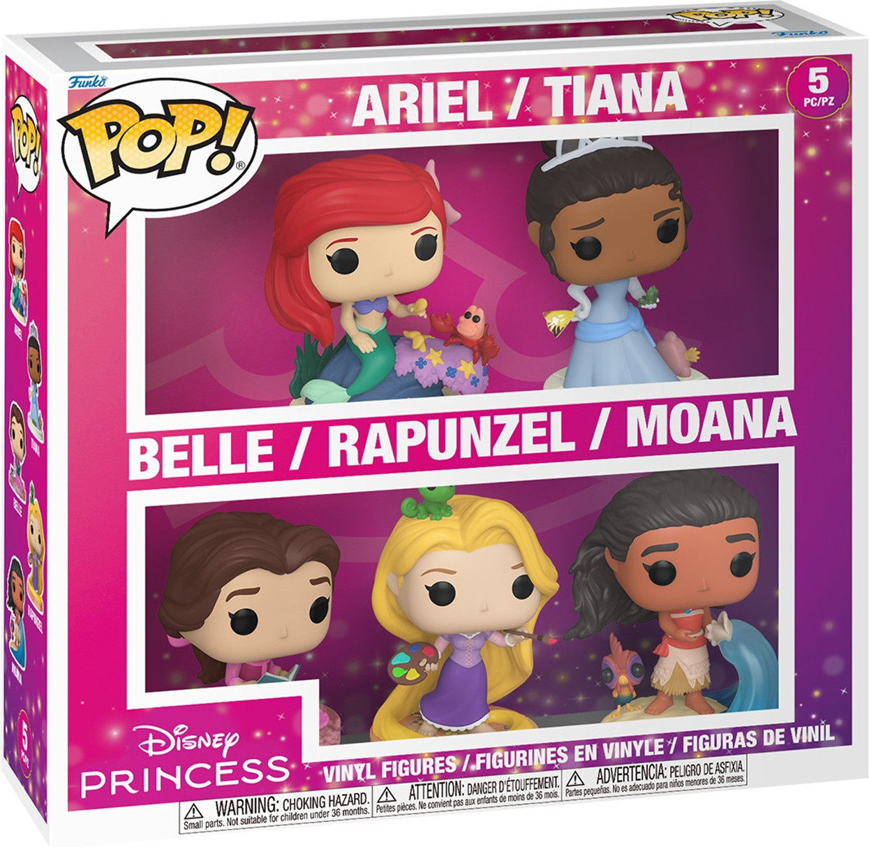 Disney Princess Funko Pop Vinyl 5-Pack: Ariel / Tiana / Belle / Rapunzel / Moana