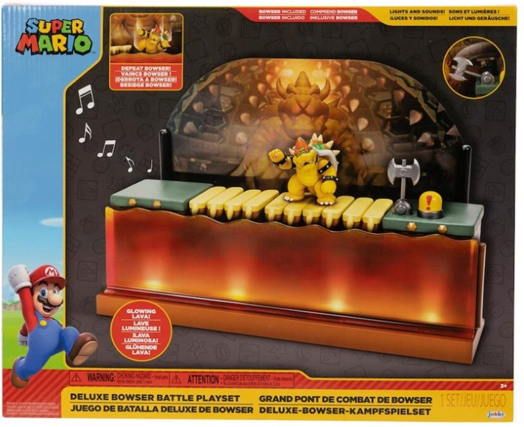 Super Mario Action Figure Deluxe Bowser Battle Playset afbeelding