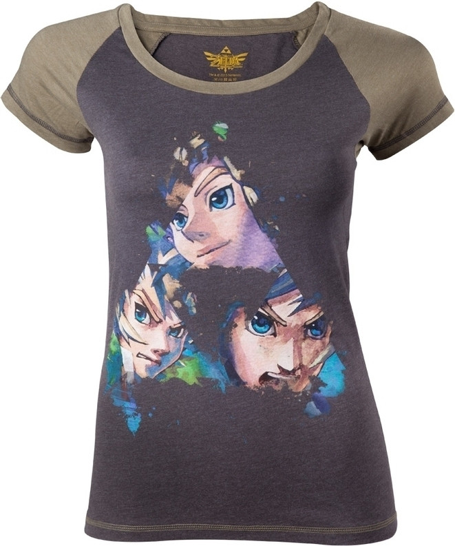 Image of Zelda Black Triforce Faces T-Shirt Women