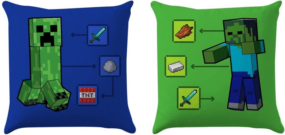 Minecraft Cushion - Creeper & Zombie afbeelding