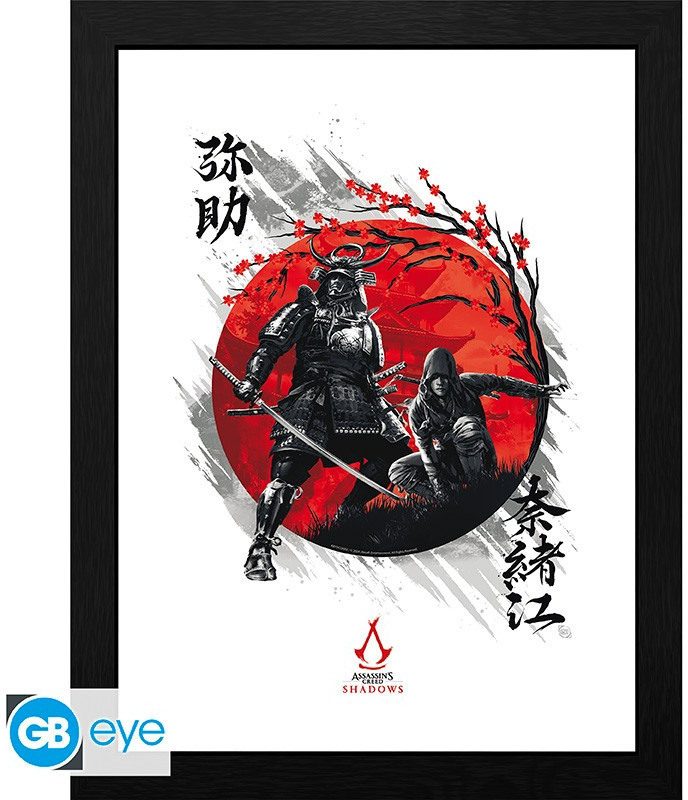 Assassin's Creed Shadows - Yasuke & Naoe Ingelijste Afbeelding zwart-rood-wit