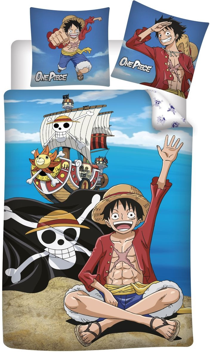 One Piece - Luffy with Ship 1 Persoons Dekbedovertrek (140cm x 200cm)