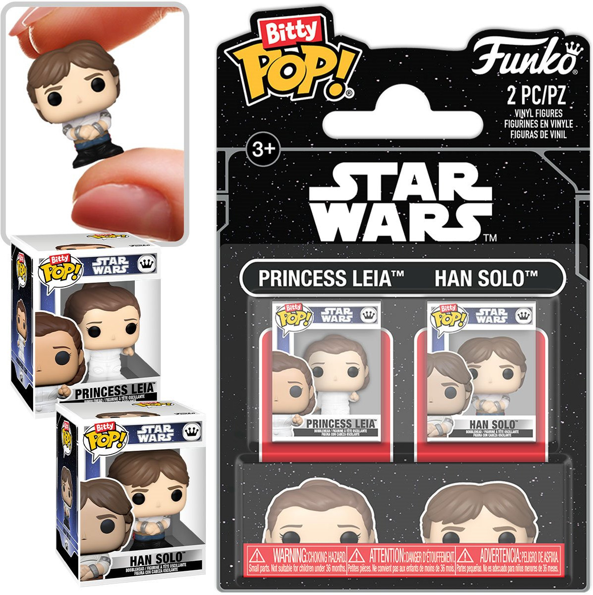 Star Wars Funko Bitty Pop! 2-Pack: Princess Leia & Han Solo afbeelding