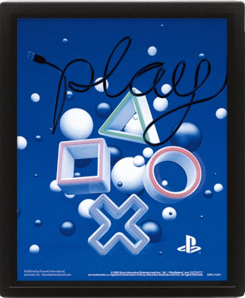 Playstation (Play) - 3D poster in zwarte lijst