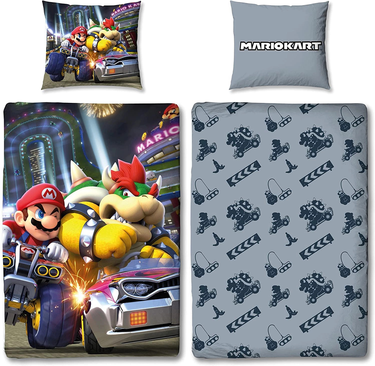 Mario Kart - 1 Persoons Dekbedovertrek (140cm x 200cm)