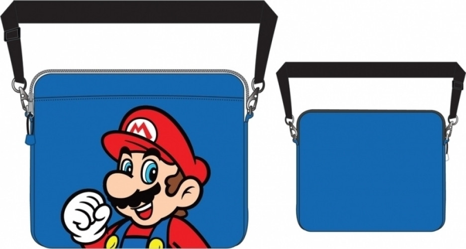Image of Blue Mario Print Laptop Bag