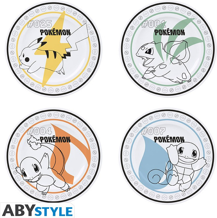 Pokemon Set of 4 Plates - Starters + Pikachu afbeelding